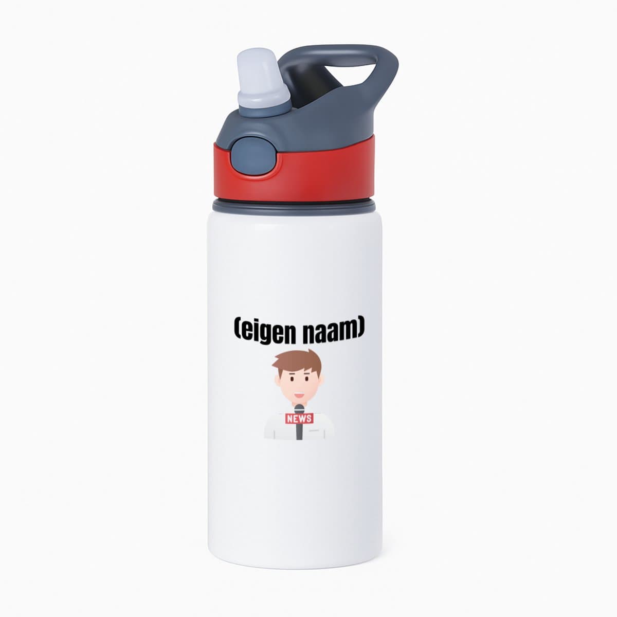 Hacebo® - journalist met eigen naam waterfles met rietje rood - Journalist - mensen die werken als journalist - collega's - verjaardag - afscheidscadeau - geschenk - kado - water fles - 650ML