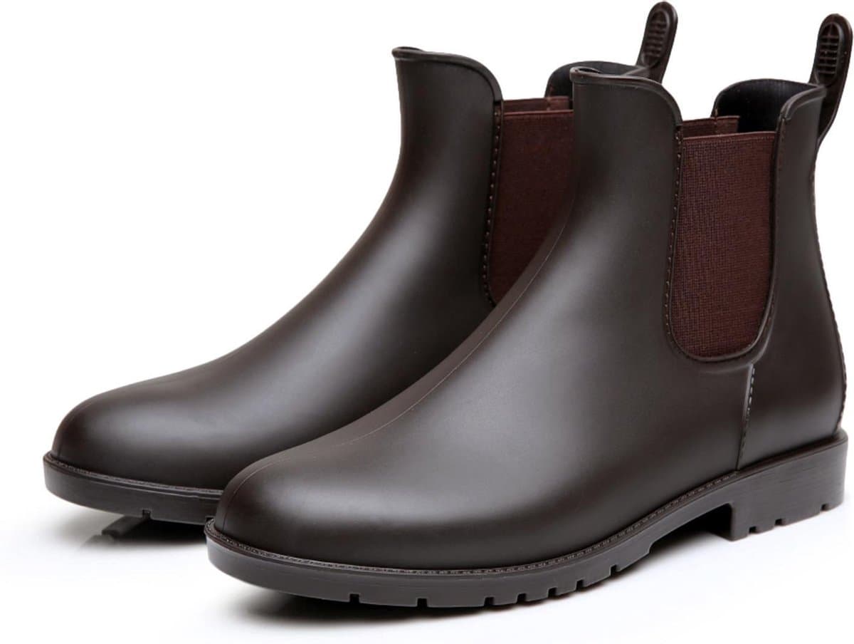 Geweo Regenlaarzen - Wellington Chelsea Laarzen - Kerstmis - Kerstfeest - Christmas Gift  - Middelhoge Schoen - Kort Boots - Waterdichte - Dames - Bruin - Maat 37