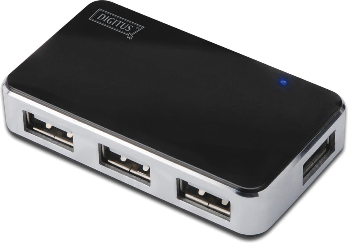Digitus DA-70220 USB 2.0-hub 4 poorten Zwart, Zilver