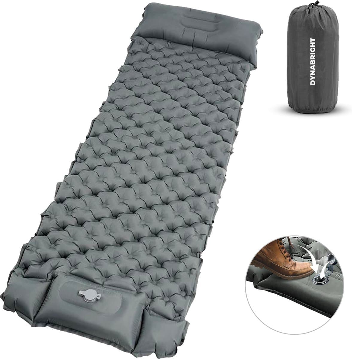 DynaBright Slaapmat - 1 Persoons - met Ingebouwde Pomp - Luchtbed - Incl. Draagzak - Camping Matras - Luchtmatras - Slaapmat