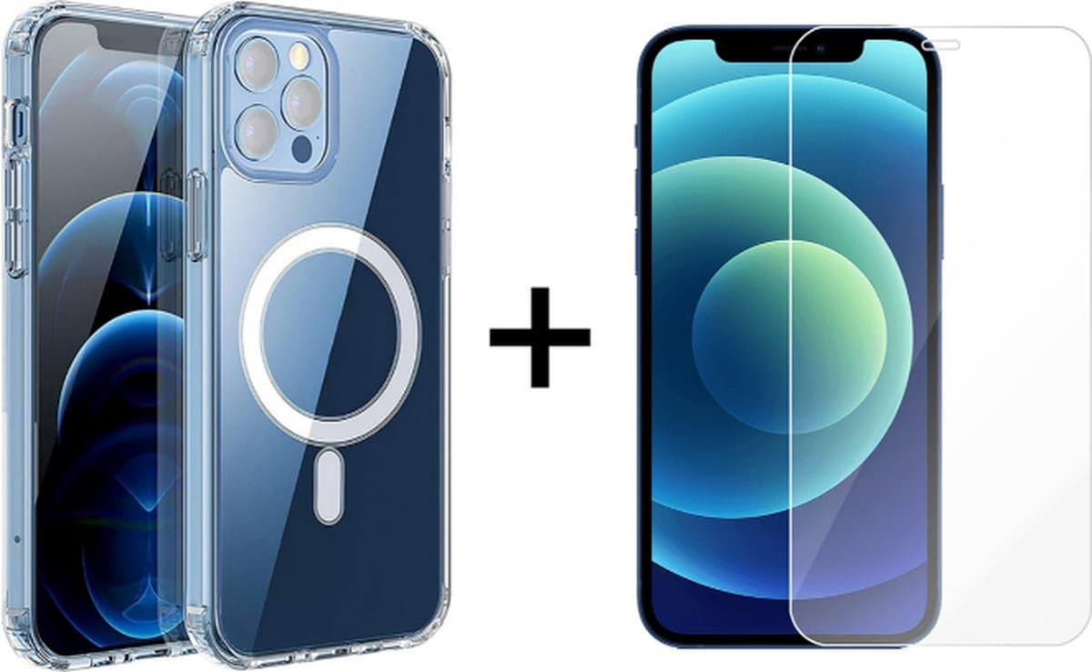 Xtabarya Hoesje Geschikt voor iPhone 11 Pro Magnetic met HaloLock ring inclusief screenprotector van hoge kwaliteit transparat