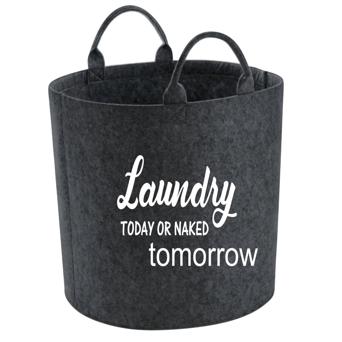 Wasmand-Laundry today or naked tomorrow- donkergrijs-wasmand 40x40 cm