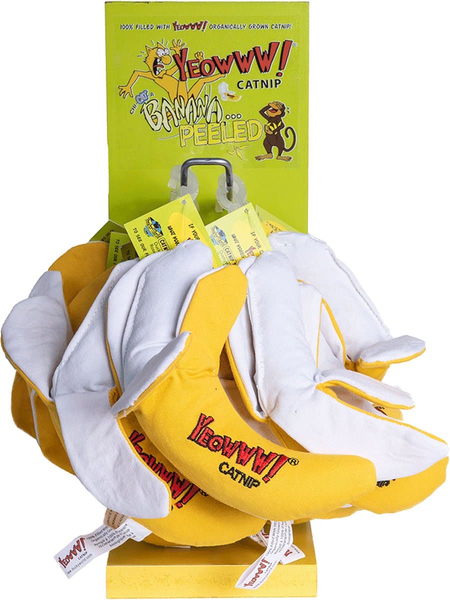 Yeowww! Chi-Cat-A Bananas Peeled - Kattenspeelgoed - Kattenspeeltjes met kattenkruid - Catnip - Organisch katoen - Geel - 12 Stuks