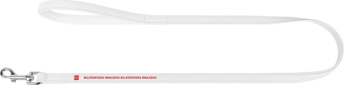 WAUDOG Design # I Love My Dog Hondenriem - Echt Leder - Wit - Breedte: 12 mm - Lengte: 122 cm