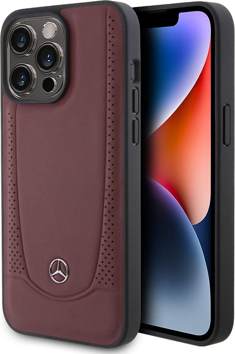 iPhone 15 Pro Max Backcase hoesje - Mercedes-Benz - Effen Rood - Leer