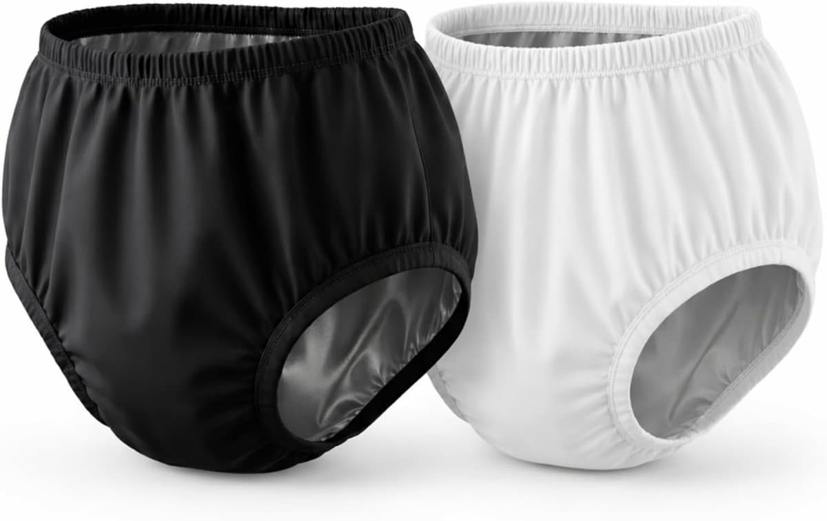 Stoffen luierhoezen voor volwassenen, incontinentie beschermende slips ondergoed, herbruikbare plastic broek speciale behoeften 2 stuks, witzwart, klein