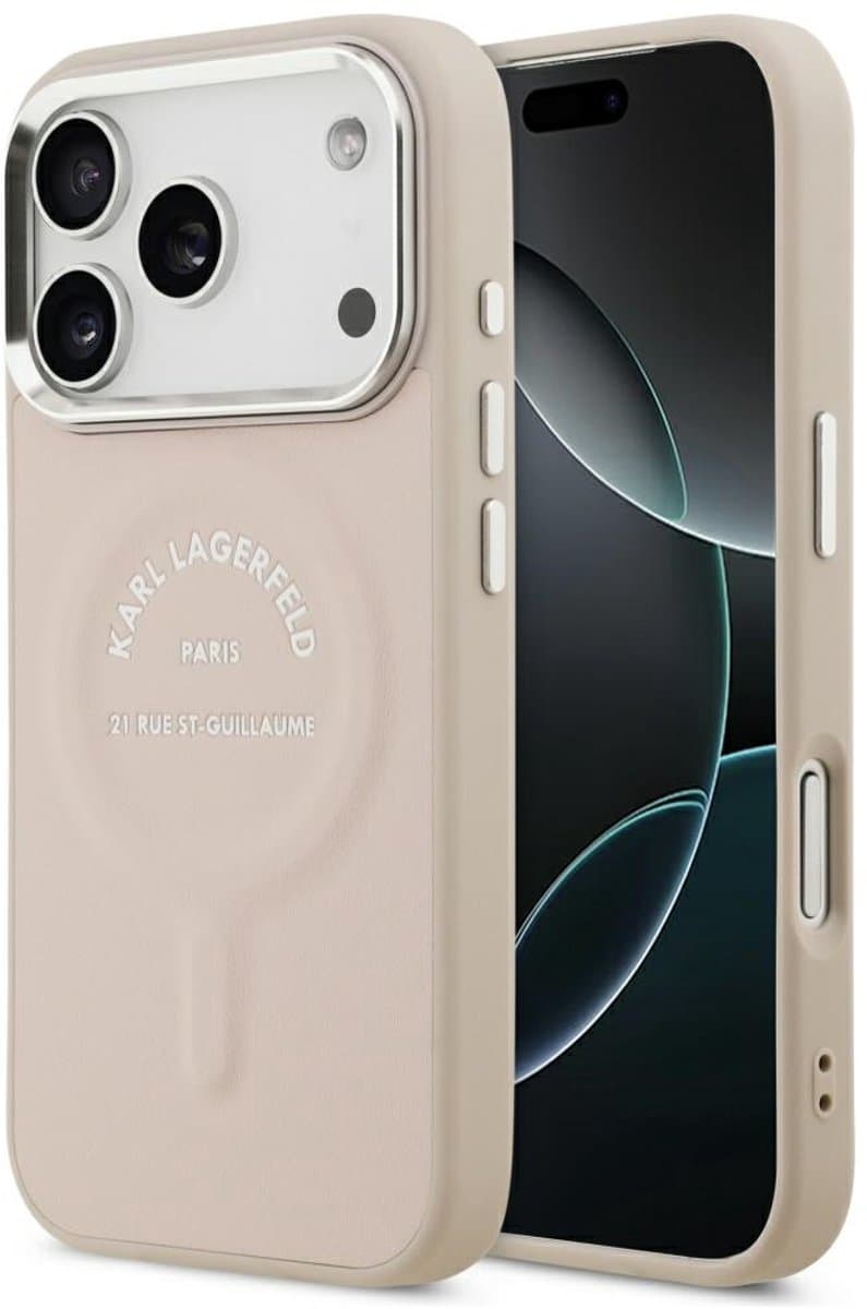 Karl Lagerfeld - Leather Ring Karl RSG Logo MagSafe (KLHMP18XPSKRSGEP) - iPhone 18 Pro Max / iPhone 17 Pro Max - Pink