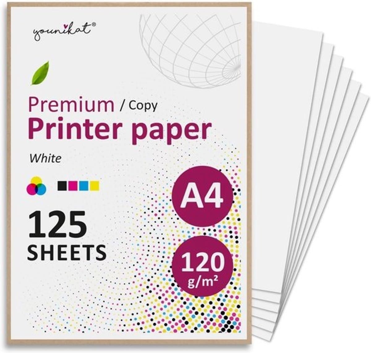 Blanco kopieerpapier - Printerpapier en knutselpapier - Voor kantoor, school en creatieve toepassingen - 120 g/m² dikte - DIN A4, 125 vellen - Wit