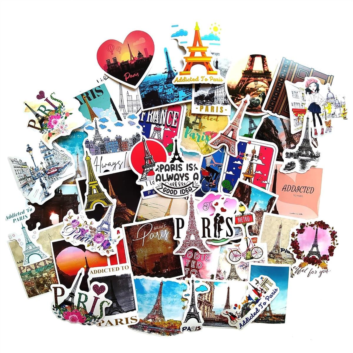 Parijs Frankrijk Eiffeltoren Vintage Scrapbooking voor Laptop Mobiele Telefoon Waterflessen Gitaar Fiets Motorfiets Vespa