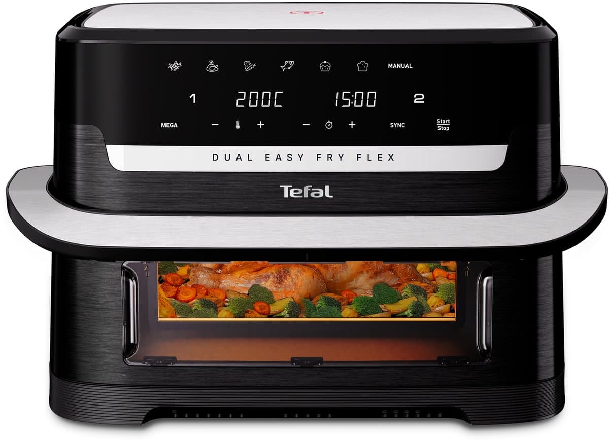 Tefal Dual Easy Fry Flex EY9228 - Airfryer - 9L - Flexibele Functie - Voor Grote Gezinnen - Zwart