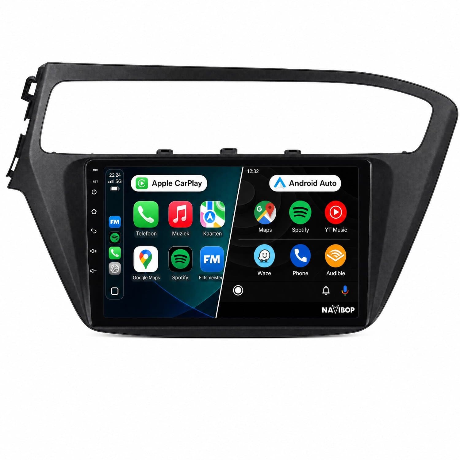 Navibop Autoradio geschikt voor Hyundai I20 zonder gevaren licht 2014 t/m 2020 - Draadloos Apple CarPlay & Android Auto - 9 inch touchscreen - Android 15 - 2GB/64GB - Navigatie - Bluetooth - DAB+ ready - 2 din - 2014 2015 2016 2017 2018 2019 2020