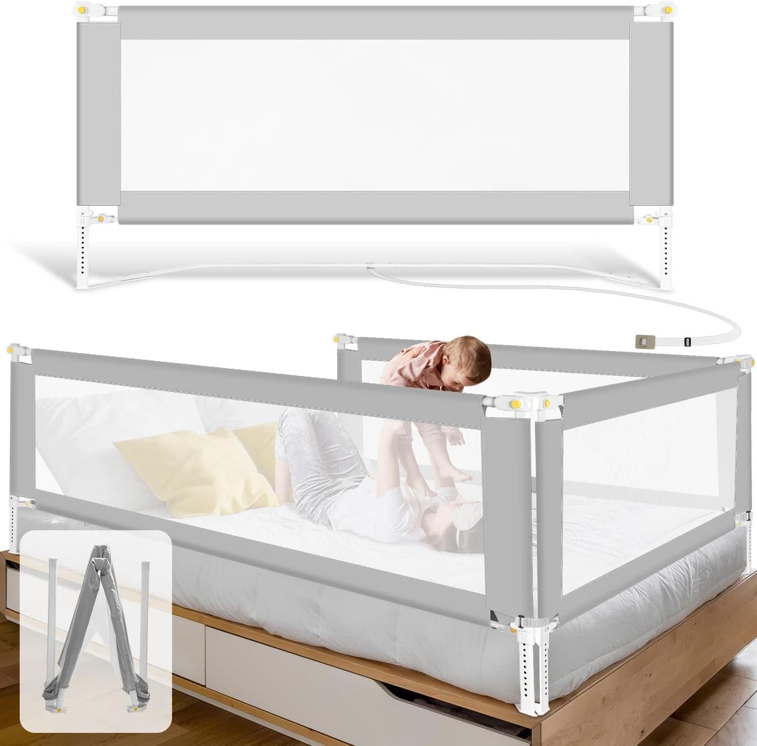 Bedhek, valbescherming, boxspringbed, 200 cm, met U-basis