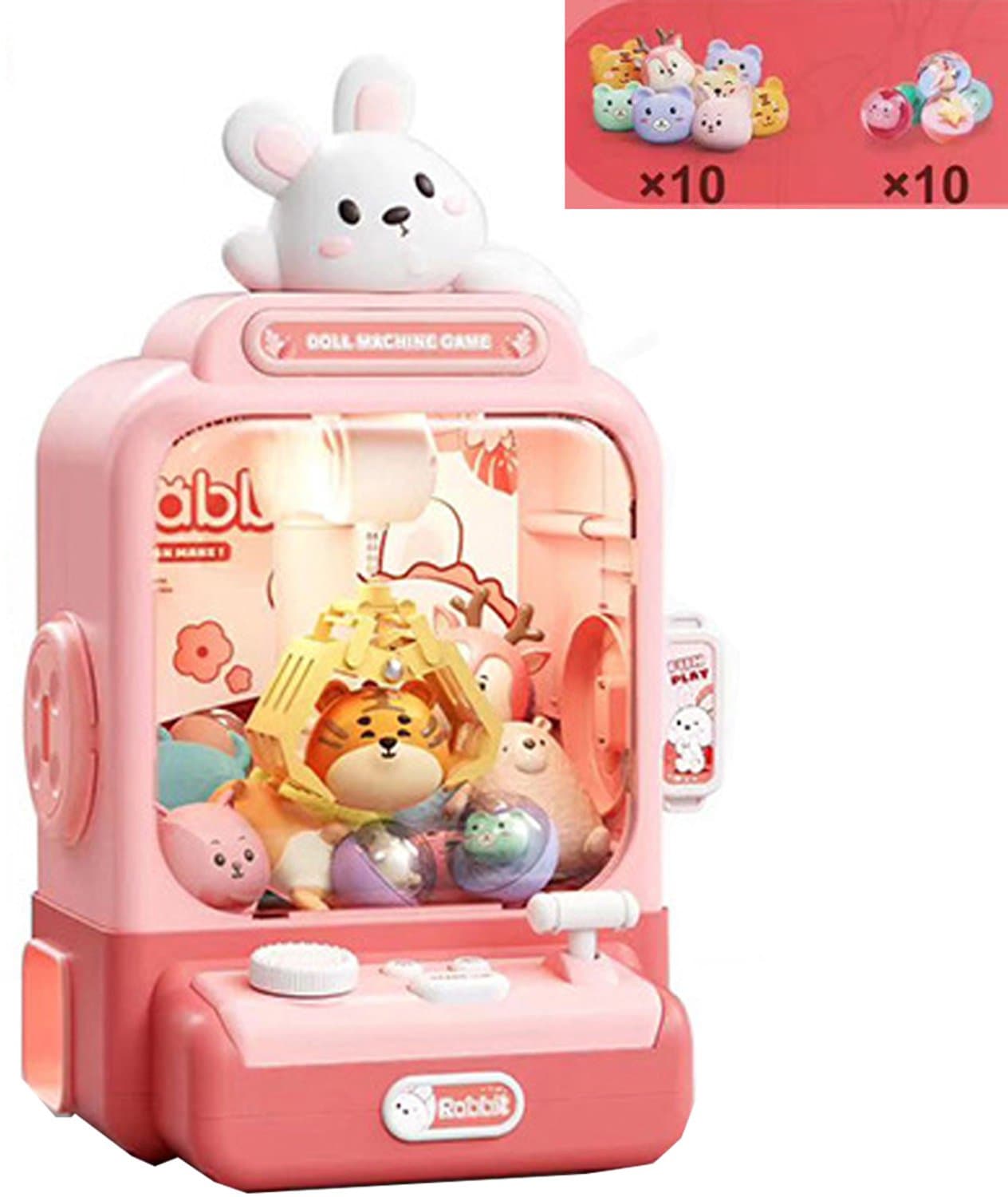 konijn klauw machine speelgoed elektronische arcade spel verstelbare vangst pop machine muziek mini vending verjaardagscadeau voor kinderen interactieve speelgoed -willekeurige stijl