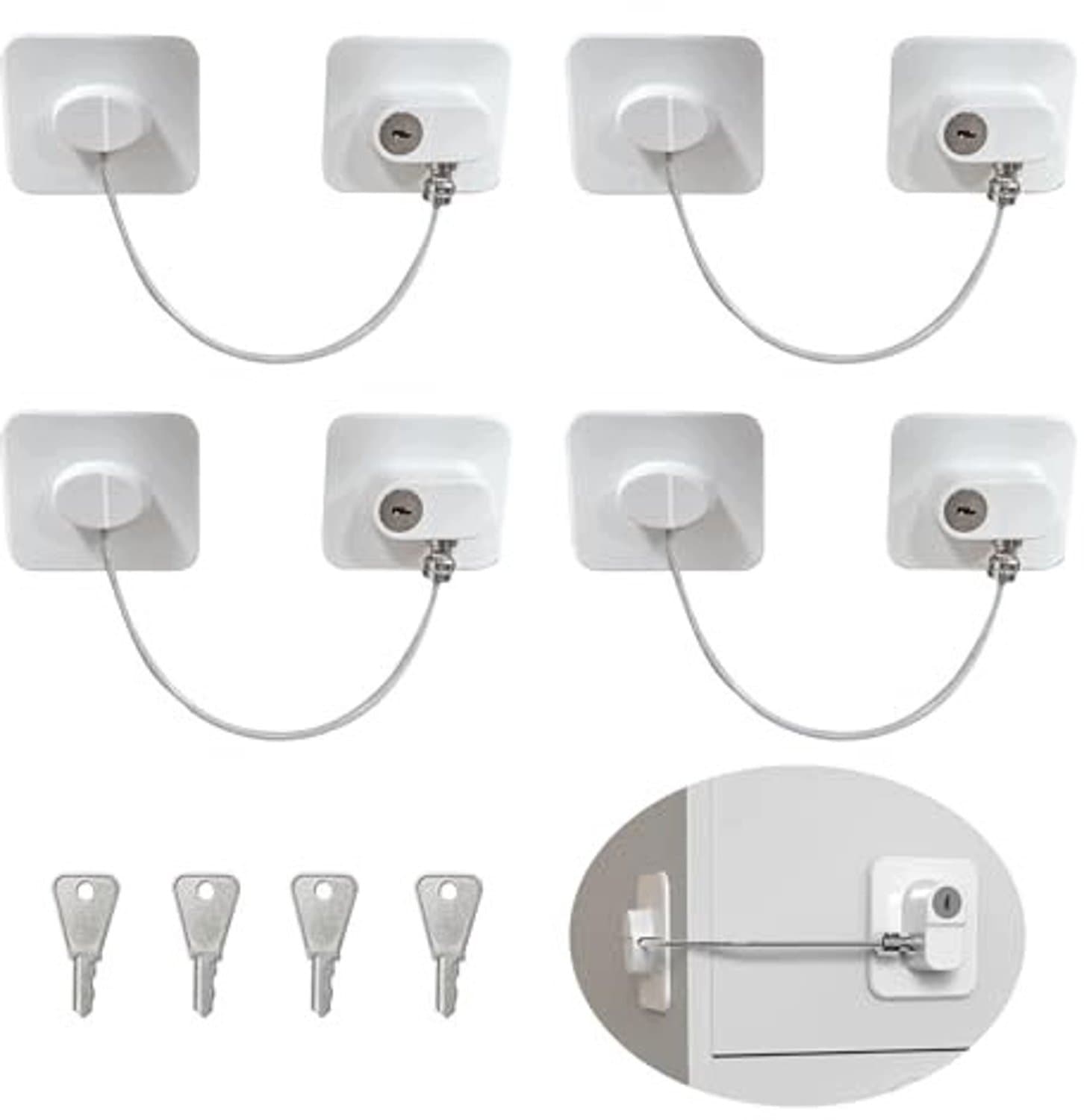 Merkloze Kinderbeveiliging voor Kasten & Koelkasten - Wit (4 Stuks)