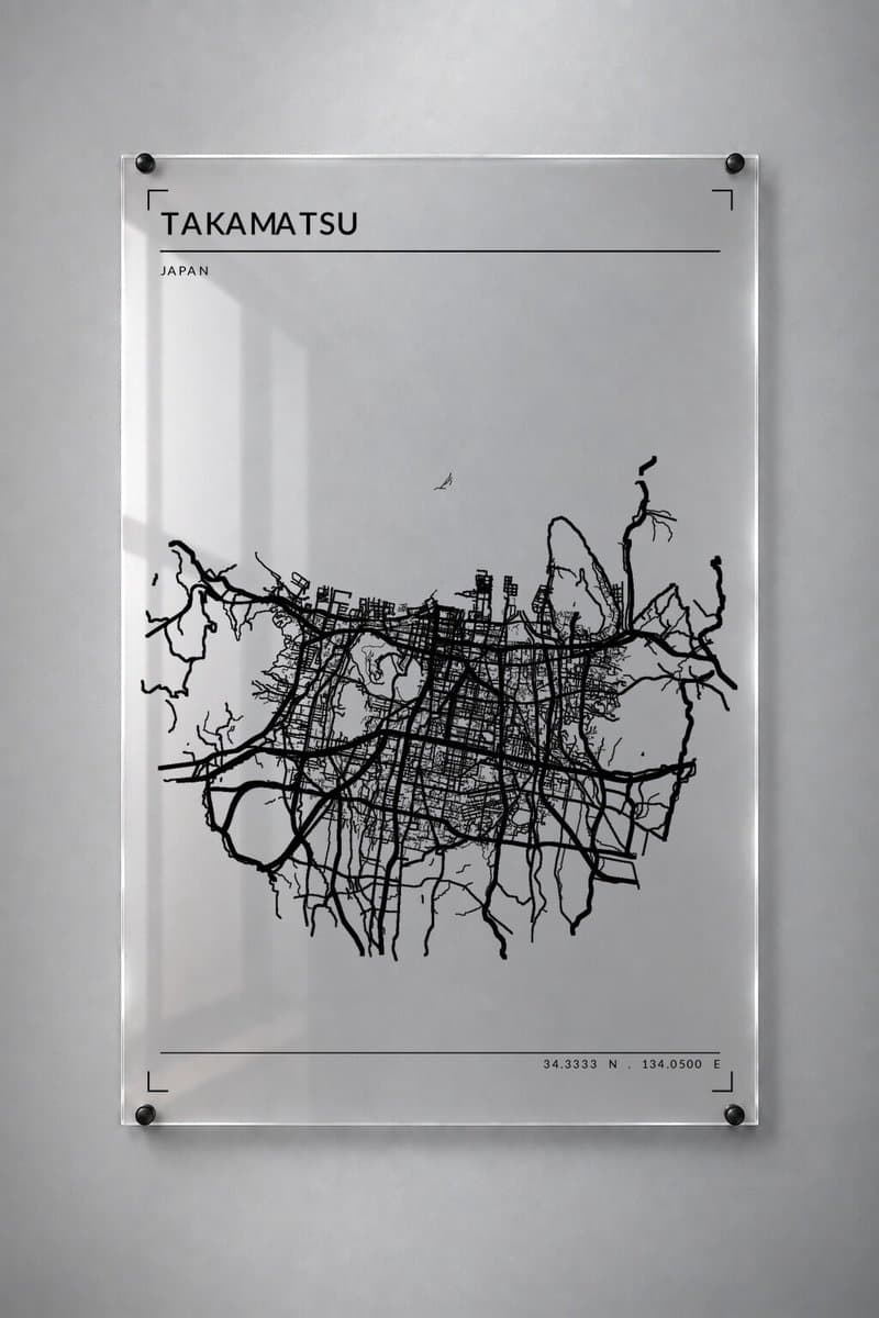 Stadskaart Takamatsu - Plexiglas 60x90 cm - Studio Marks