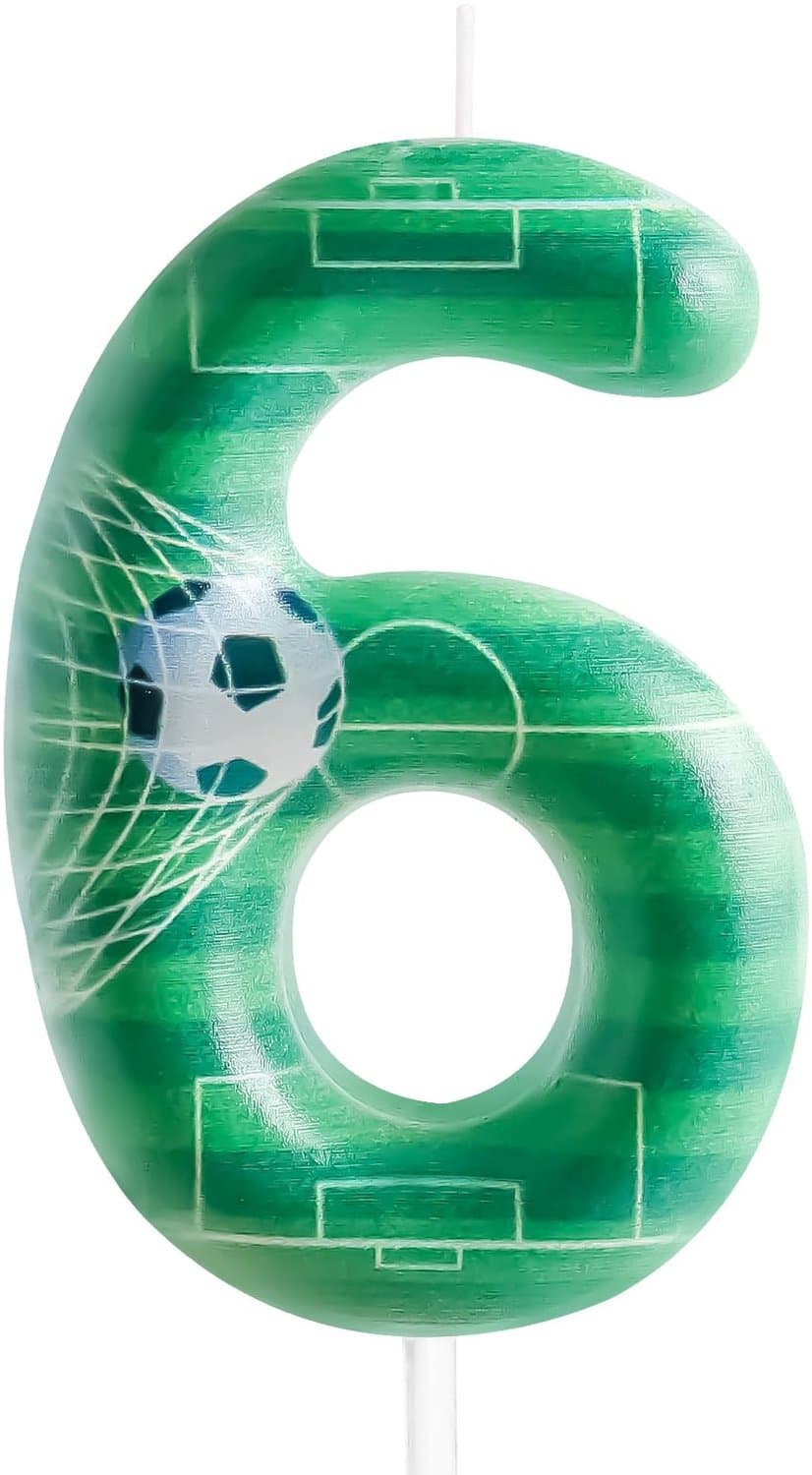 Voetbal Kaars Nummer 6 Groen - Feestelijke Verjaardagsdecoratie