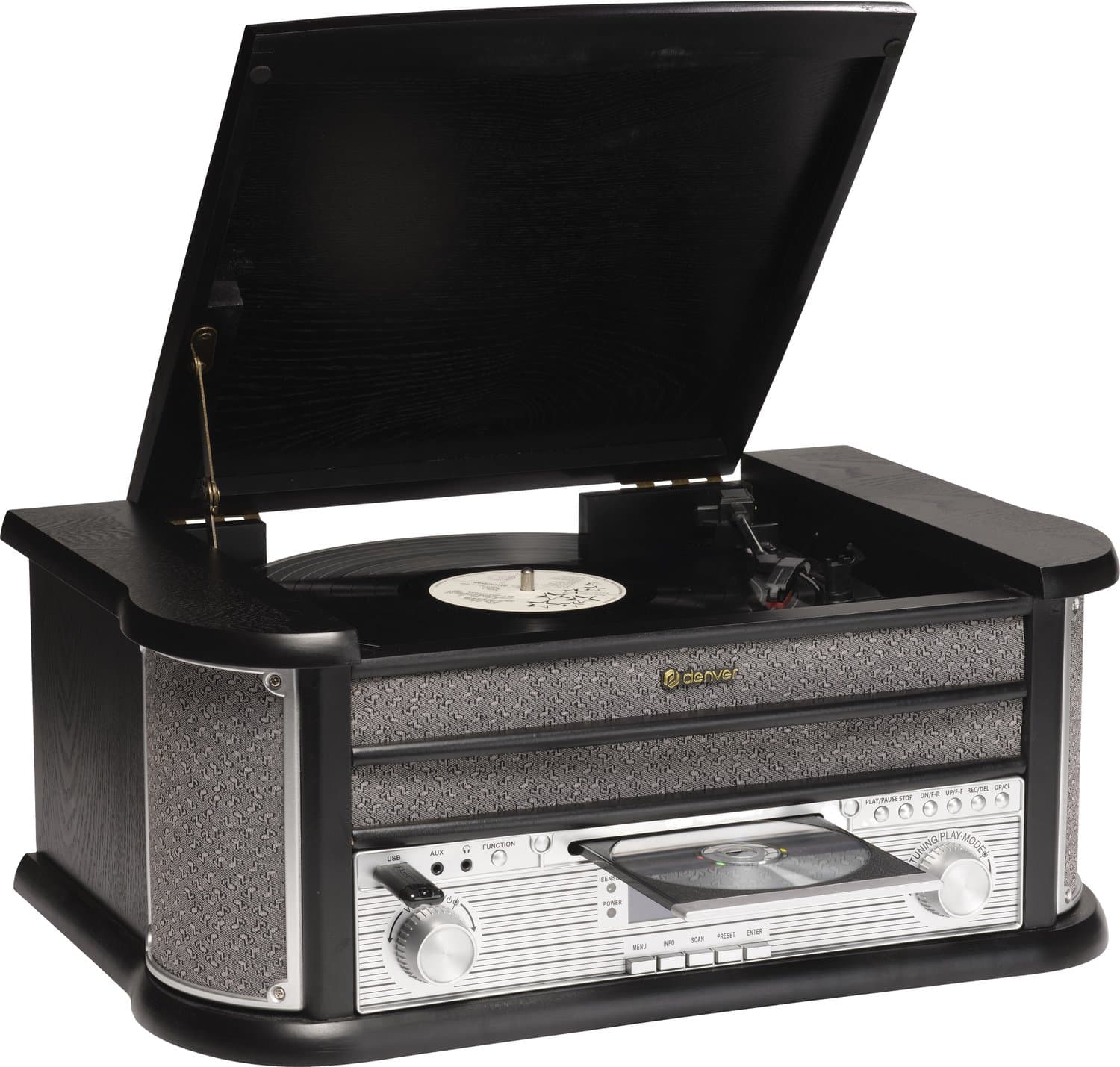 Denver Retro Platenspeler - Ingebouwde Speakers en Versterker - DAB Radio - Radio CD Speler - MRD51 - Hout