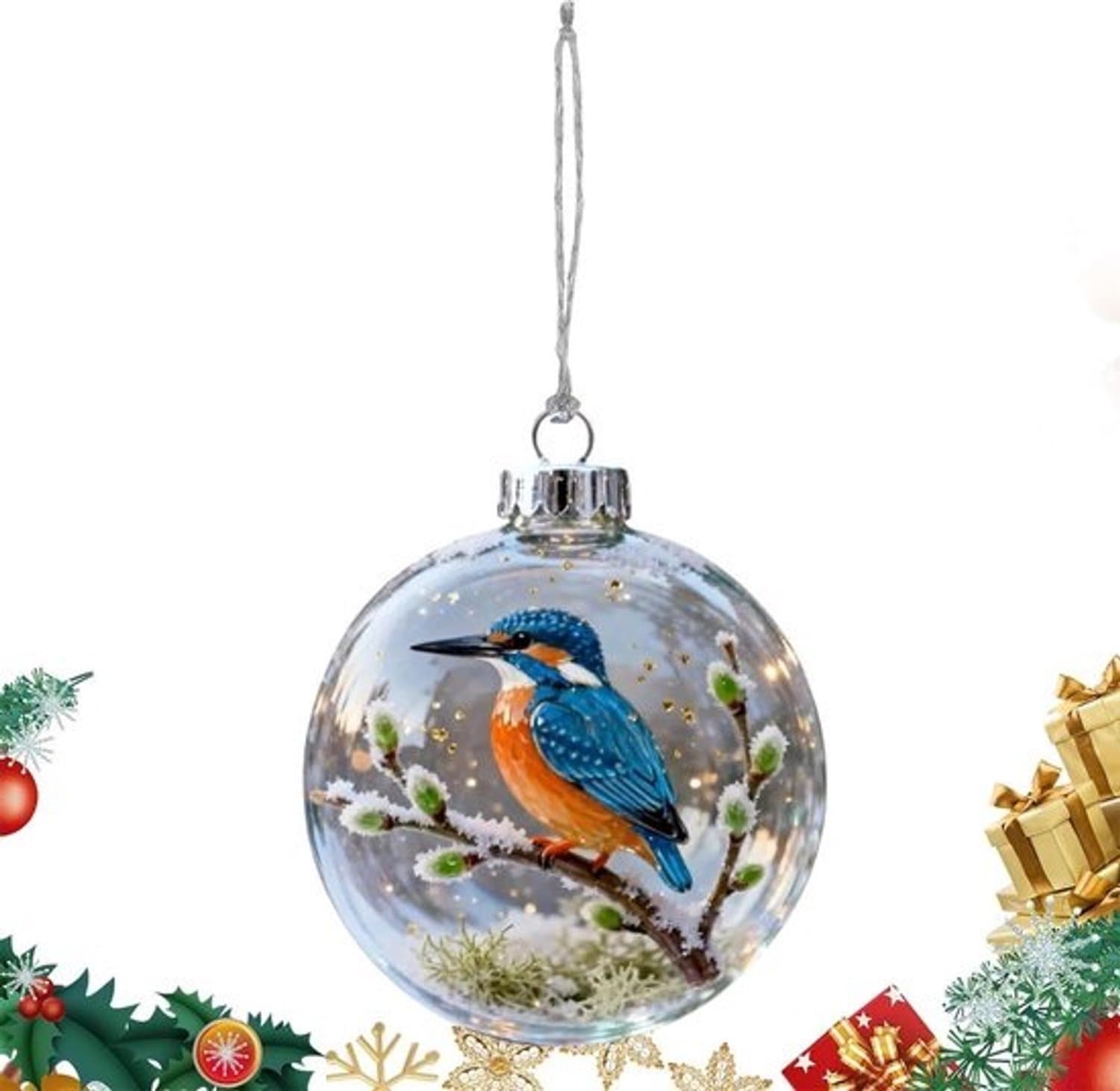 Kerstversiering Kolibrie - Vogelornament - Feestelijke decoratie - 3D lichtreflecterend - 8x8x10 cm - Transparant