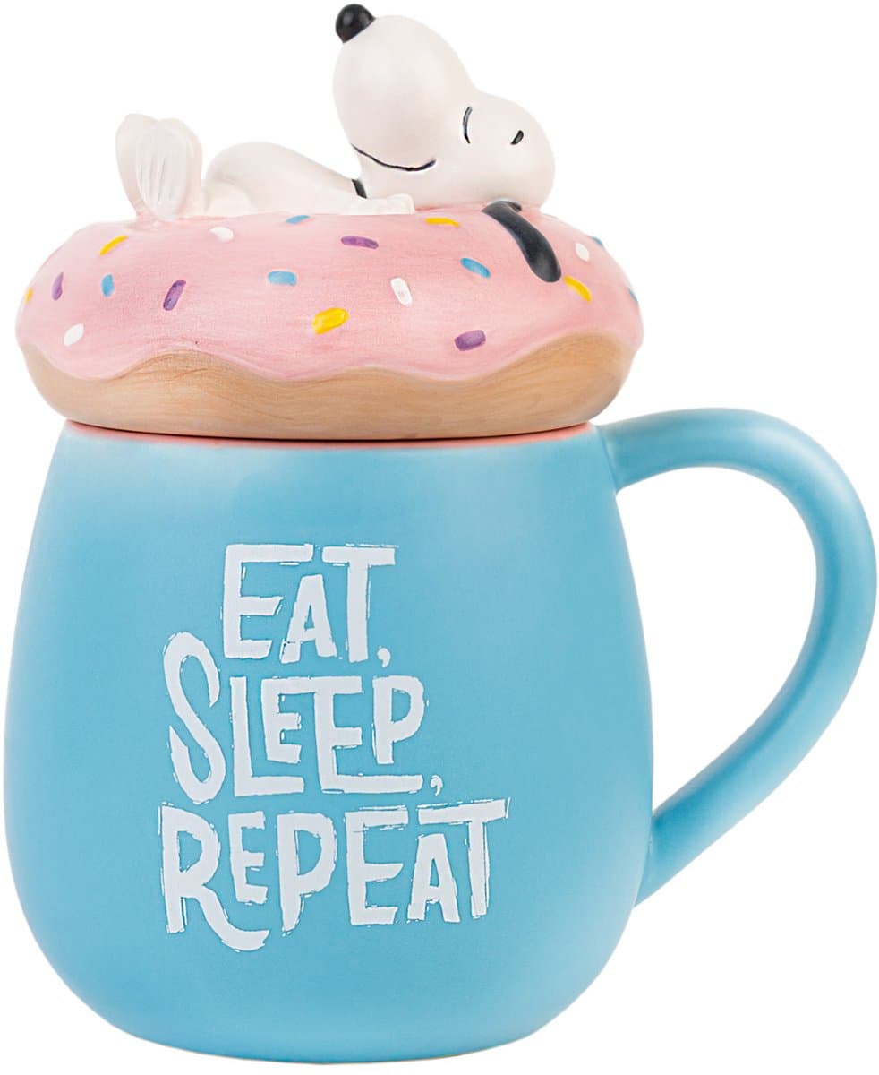Snoopy Eat Sleep Repeat 3D Mok – 500 ml – Met Deksel – Magnetronbestendig - Exclusieve Collectie