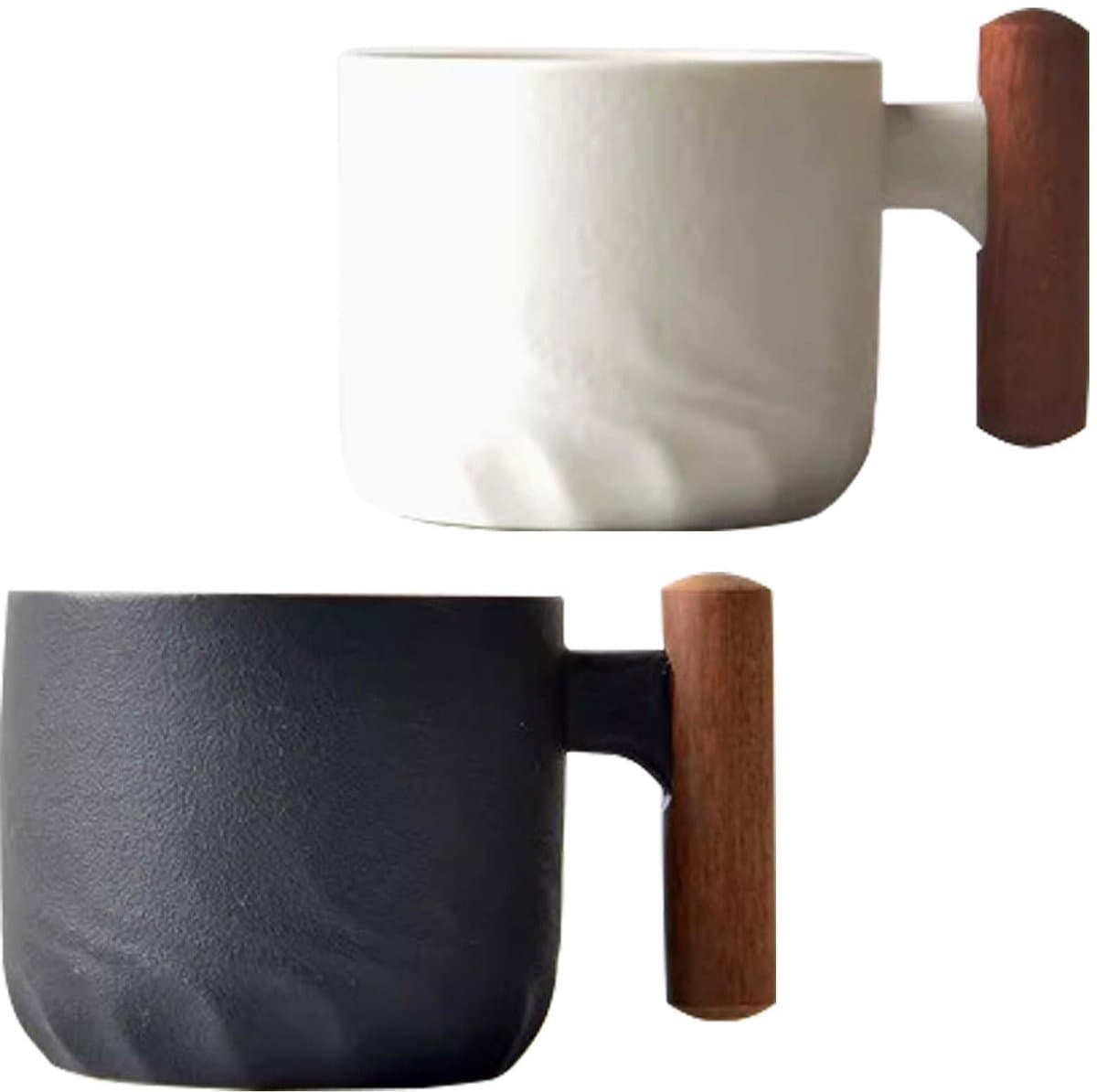 Dailygoods - Set van 2 espressokopjes - Premium espressokopjes met handvat - zwart + wit - Mini-espressokopjes - Perfect voor espresso en thee
