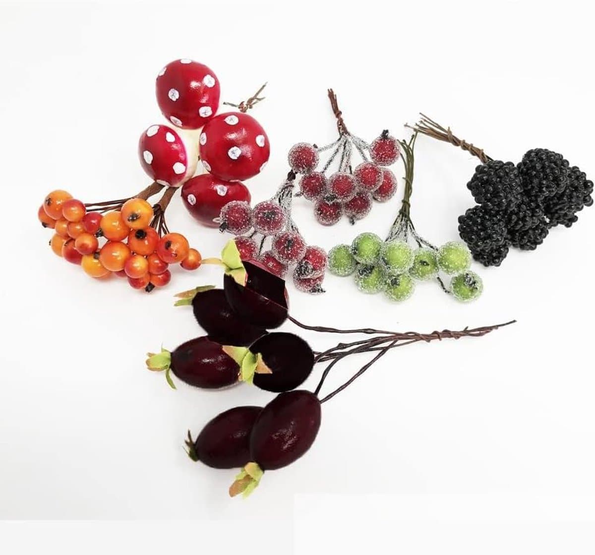 Herfst Fruit Picks - Decoratie Vruchten - Ambachtelijke Toepassingen - Gemengde Set - 8-10 cm - Gesorteerd