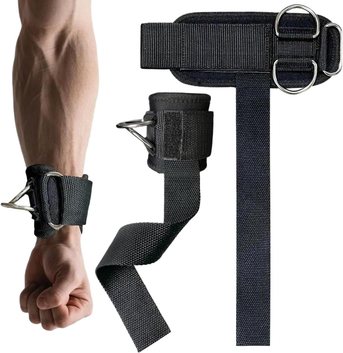 Polsbanden Gewichtheffen - Fitness Banden - Kracht Training - Geoptimaliseerde Polsbescherming - 38.5x8.5cm - Zwart