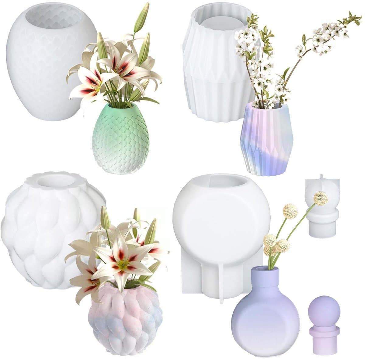Omgoods - Set van 4 Siliconen Vormen voor Moderne Vazen en DIY Crafts