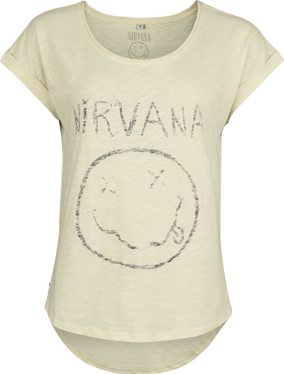 Nirvana Smiley Dames T-shirt - zand - S