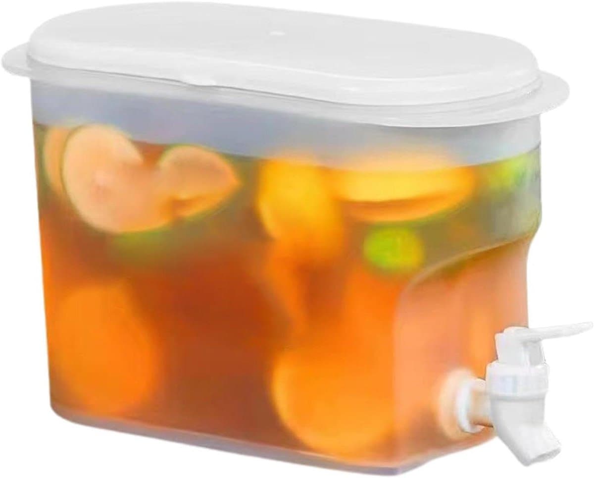 Drankdispenser Koelkast - IJsthee kan - Dranken Koelen - Lekvrije kraan - 28 Liter - Wit