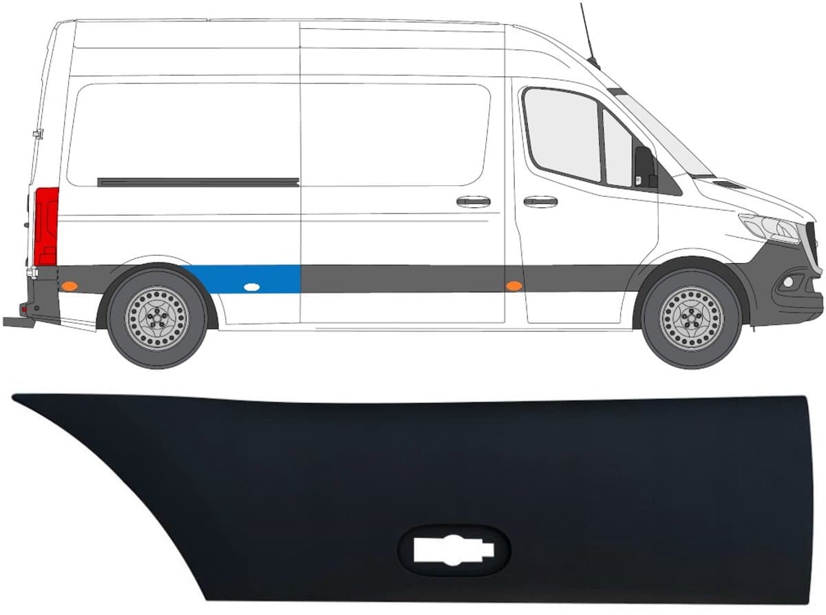 Zijlijst sierlijst achterspatbord voor Mercedes Sprinter 2018- / Rechts