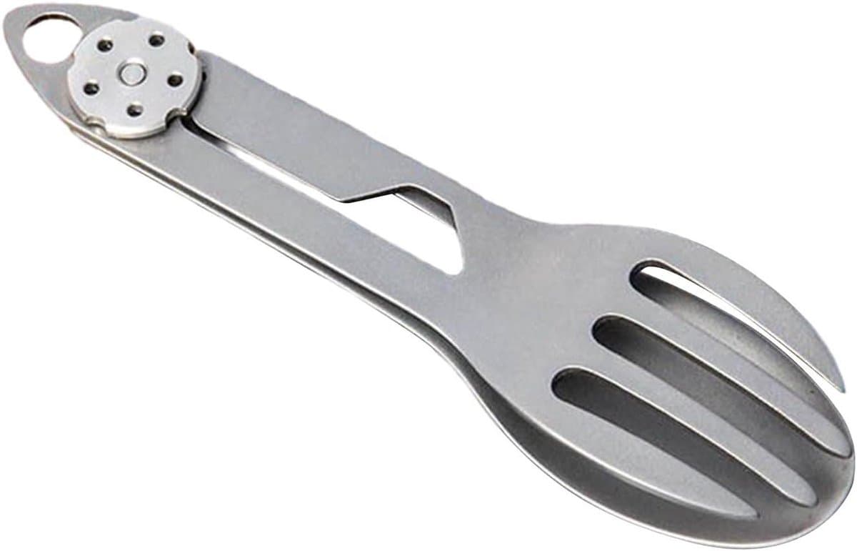 Opvouwbare Vorklepel - Reisbestek Spork - Outdoor Maaltijden - Lichtgewicht Titanium - 28 gram - Uniek