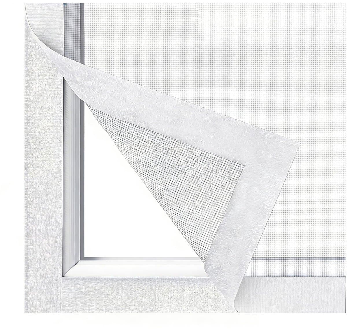 Namajunas - Klittenband hor - 150*150cm - Witte hor met witte klittenbandstrip - Werkt insectenwerend - Lucht doorlatend - Houdt insecten buiten - Zonder boren, eenvoudig te installeren - Heeft geen invloed op het openen en sluiten van het raam