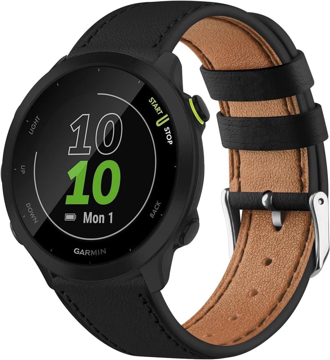 Leren Horlogeband 22mm - Sportleer - Vervangband voor Garmin Forerunner 255/Vivoactive 4/Venu 2 - ShopVlot