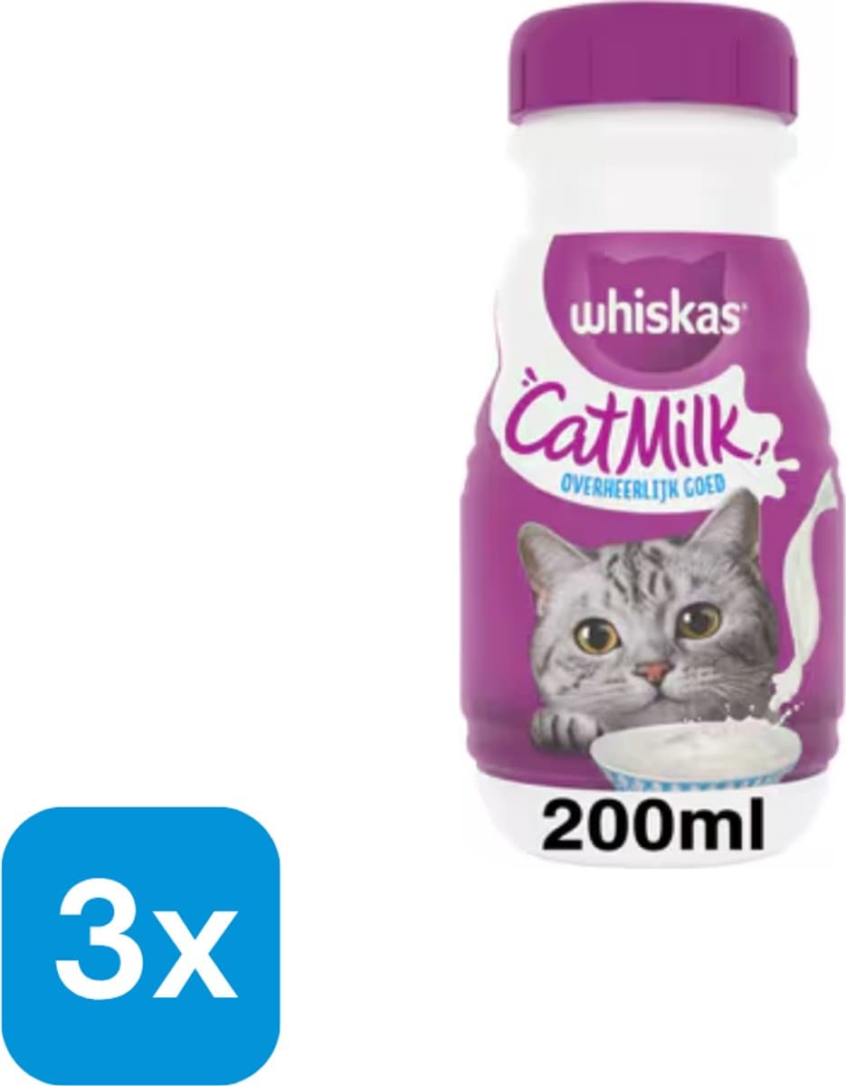 Whiskas Catmilk Flesjes - Kattenmelk - 1 x (3 x 200 ml)