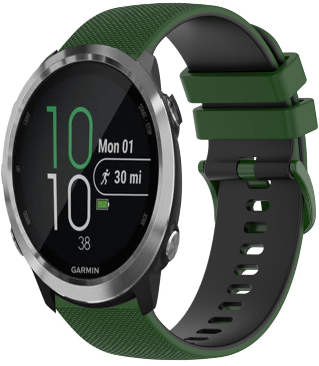 Voor Garmin Forerunner 645 Muziek 20mm Geruite Tweekleurige Siliconen Horlogeband (Amy Groen + Zwart)