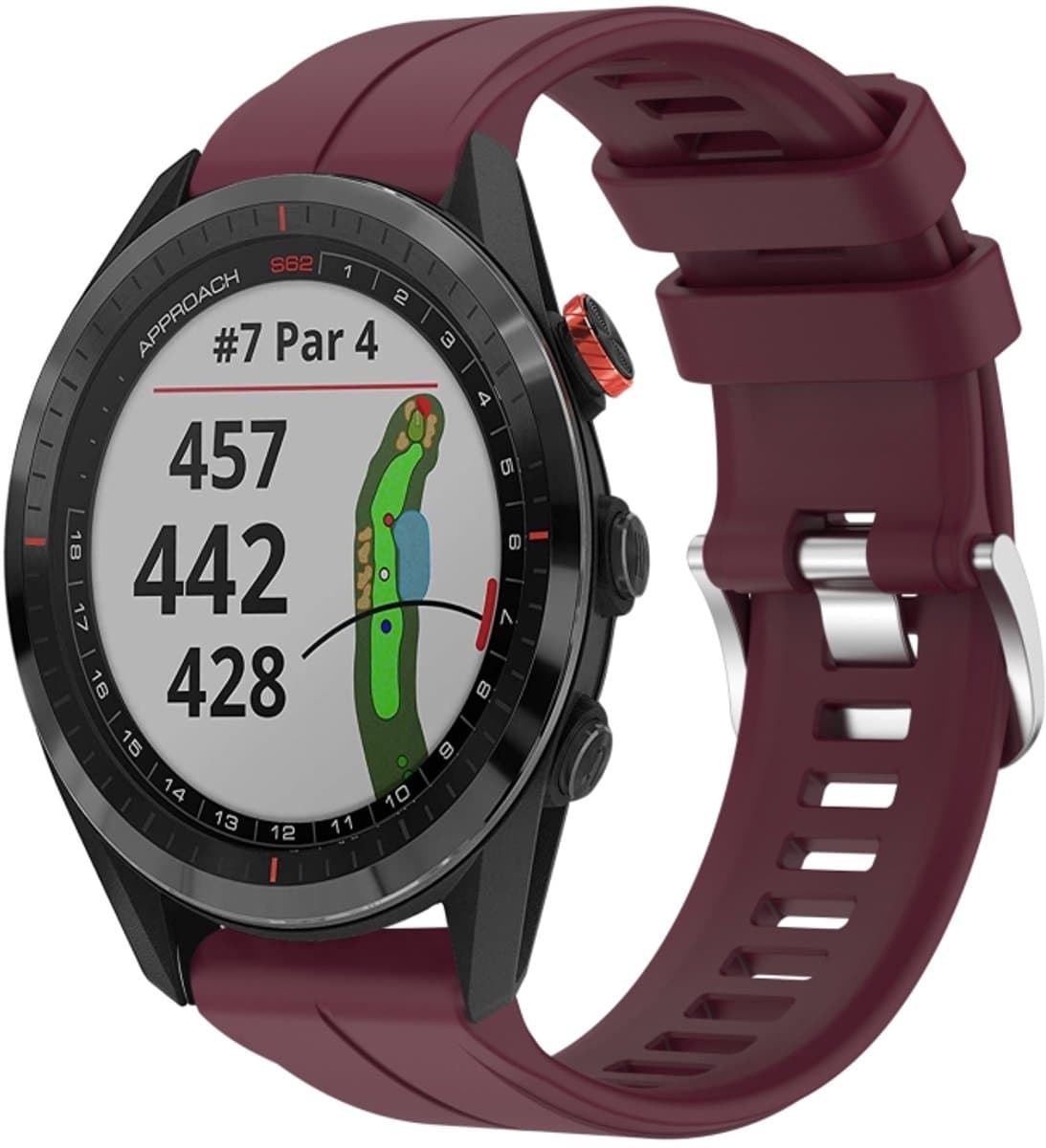 Voor Garmin Approach S62 22mm siliconen sporthorlogeband (bordeaux)