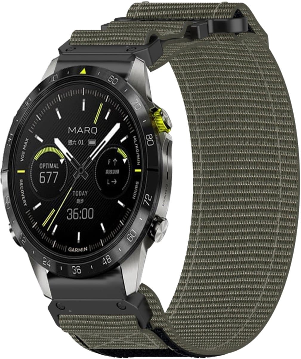 Voor Garmin MARQ Atleet Gen 2 22 mm nylon klittenbandsluiting horlogeband (grijs)