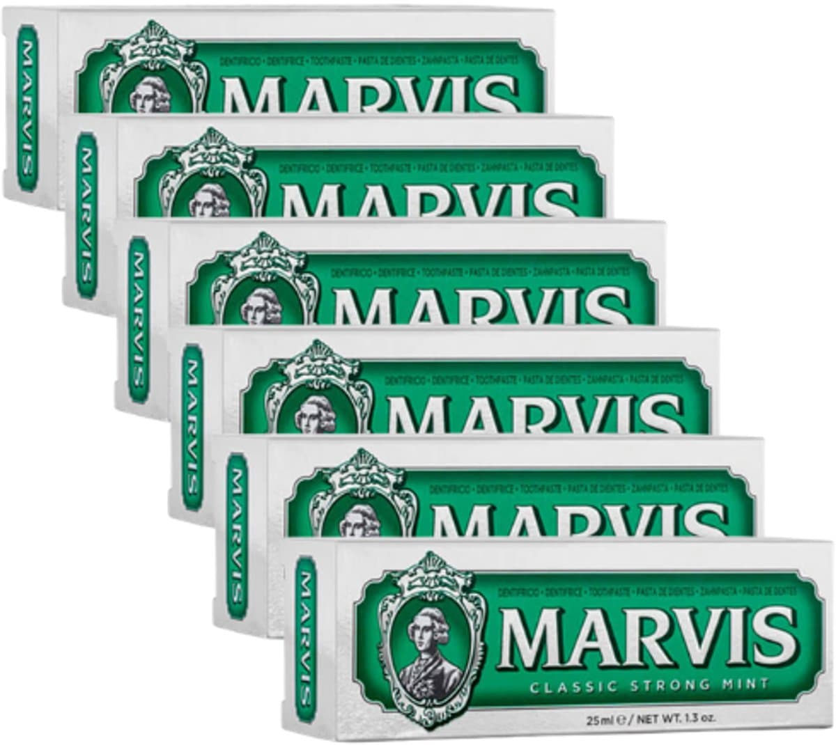 Marvis Tandpasta Classic Strong Mint – 6 x 25 ml