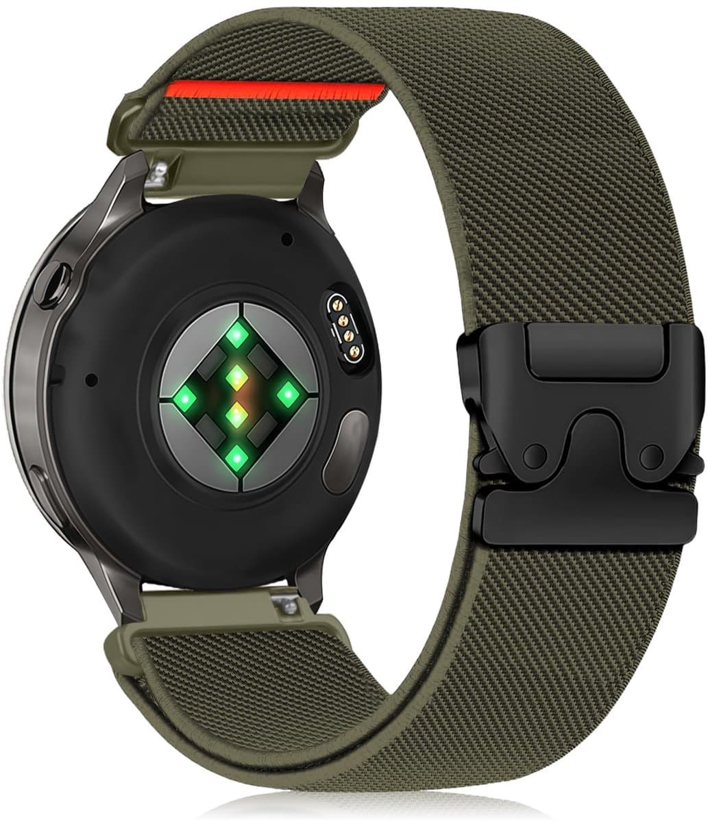 Elzusha - 22 mm Nylon Armband voor Garmin Smartwatches in Legergroen