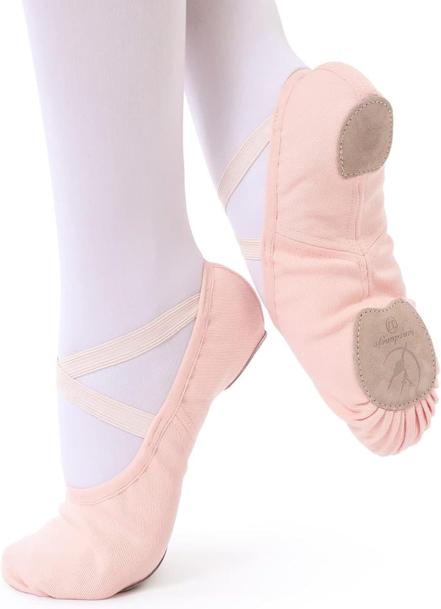 Balletschoenen voor meisjes en vrouwen, rekbare canvas dansschoenen in roze, maat 23-45, perfect voor danslessen en optredens