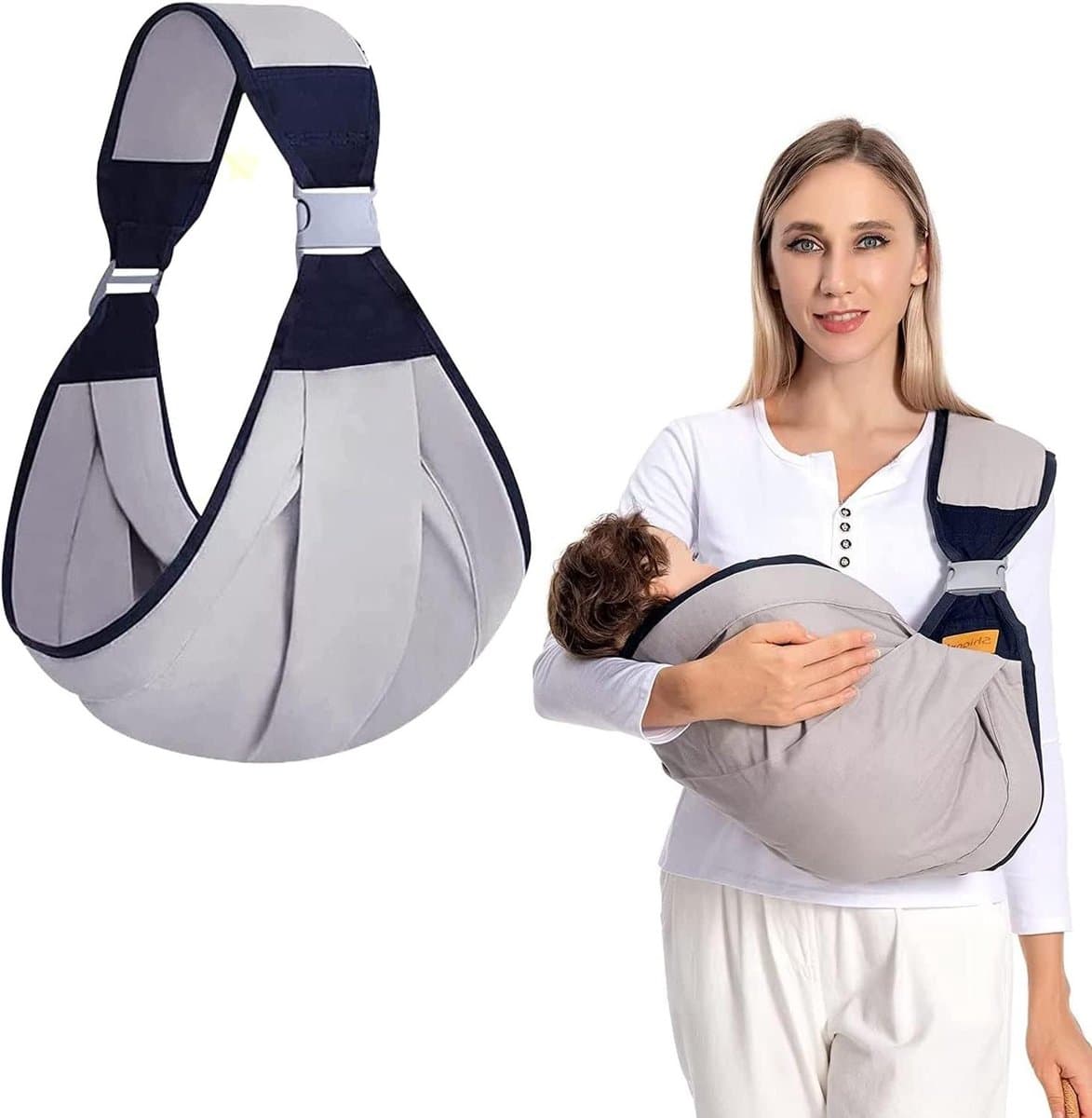 Ergonomische babydrager - Draagdoek baby - Baby dichtbij dragen - Verstelbaar design - Tot 18 kg - Heel grijs