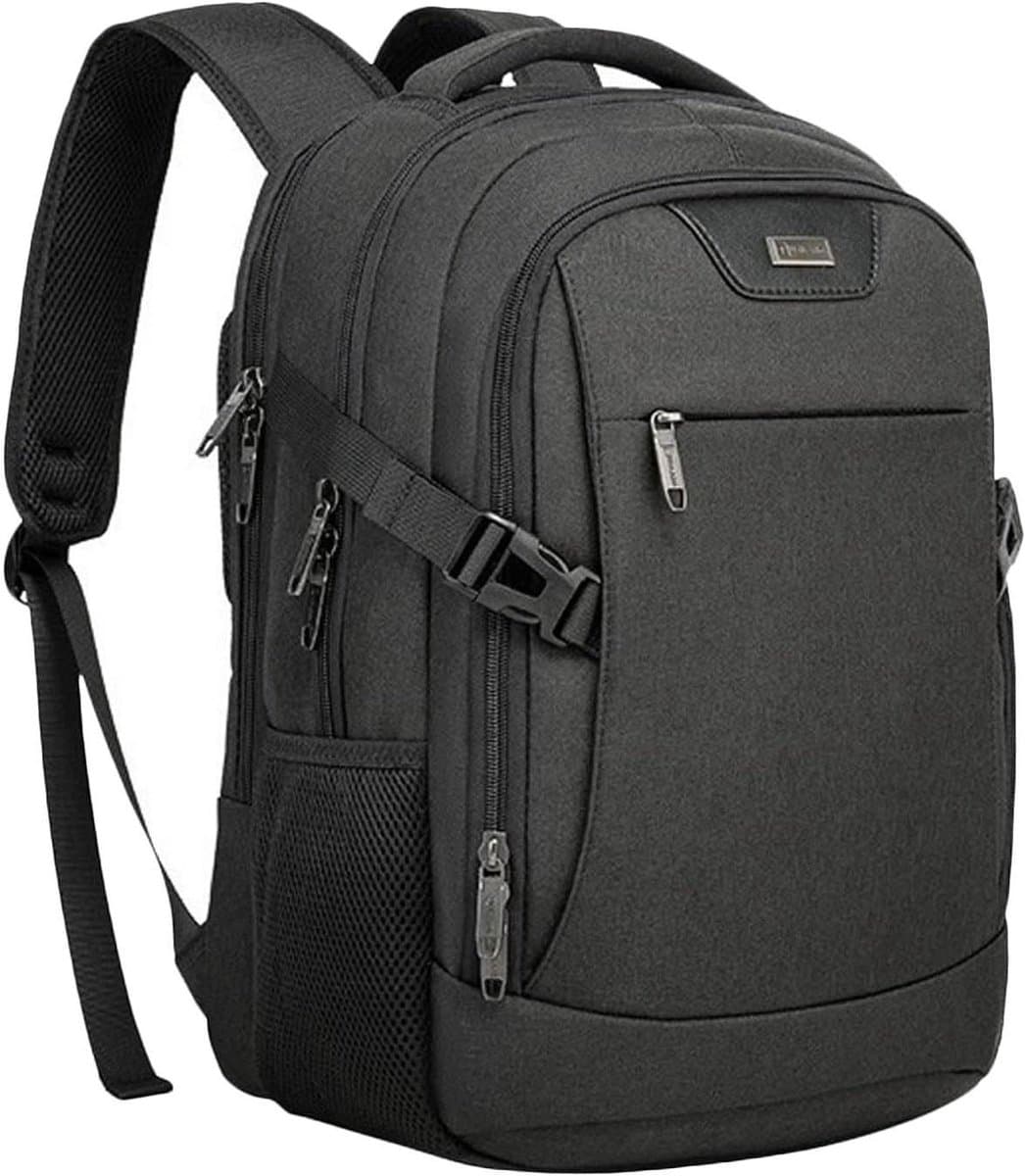 Laptoprugzak - Reisrugzak Schooltas - Dagelijks Gebruik - Met USB-poort - 33 x 24 x 46 cm - Zwart