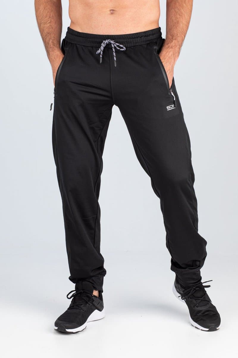 Sjeng Sports PRESTO - Heren Trainingsbroek Zwart Powerstretch met ritszakken en verstelbare tailleband voor optimaal comfort en sportieve look