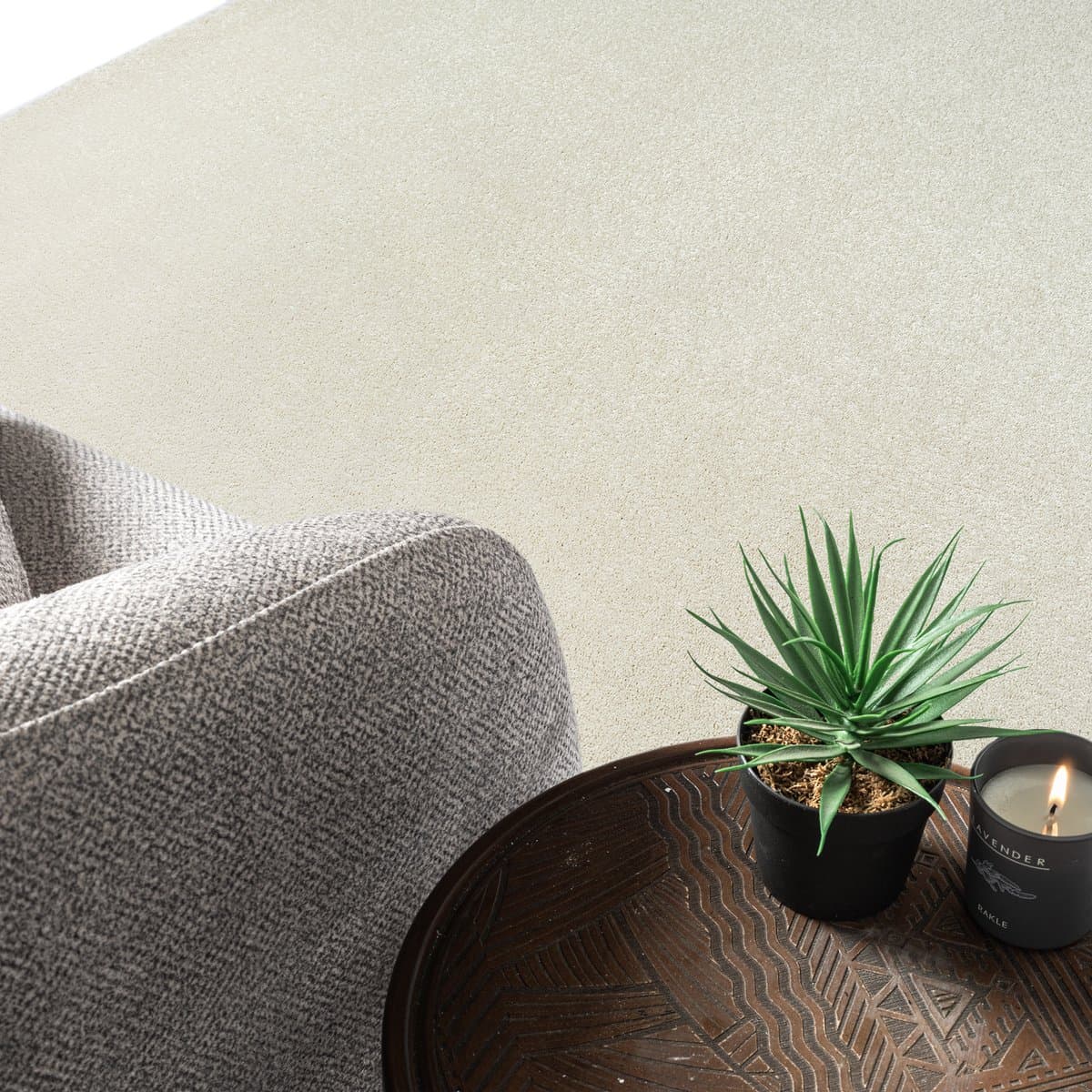 Uni Effen Laagpolig Vloerkleed Modern Creme- 140x200 CM