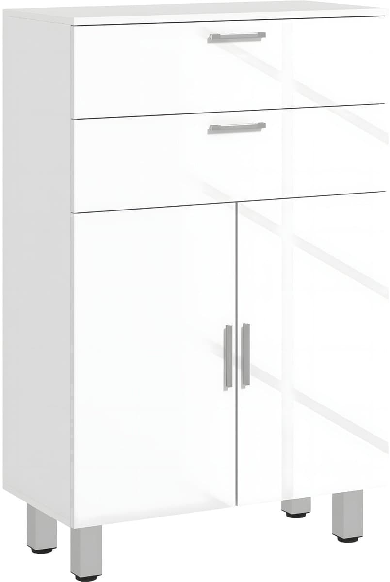 Badkamerkast Smal – Opbergkast 60x30x93 cm – Wit – Staande Badkamer Kast van Spaanplaat