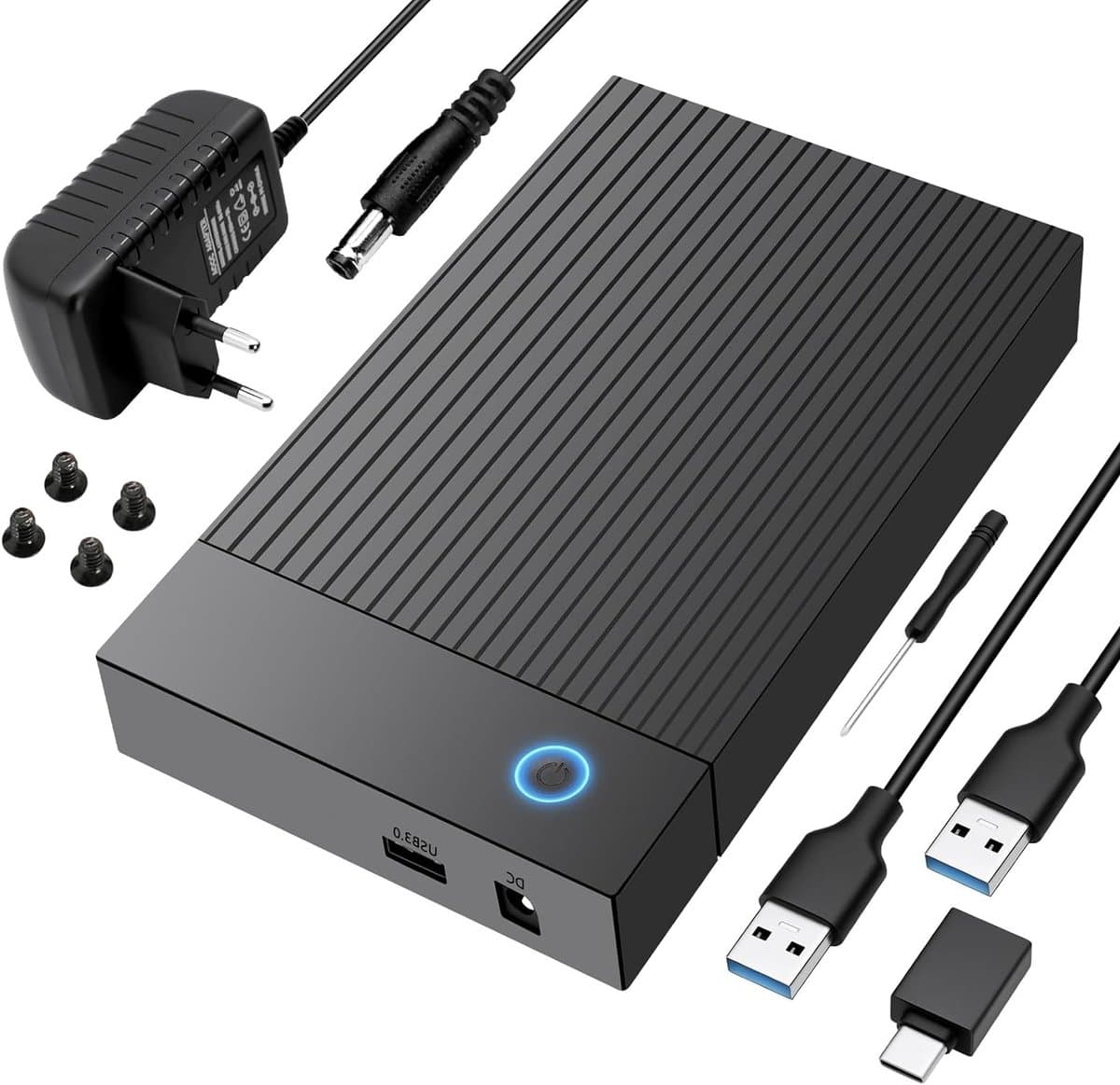 Externe behuizing voor 2.5/3.5 inch SATA HDD/SSD met 6Gbps USB 3.0, UASP en 12V/2A voeding