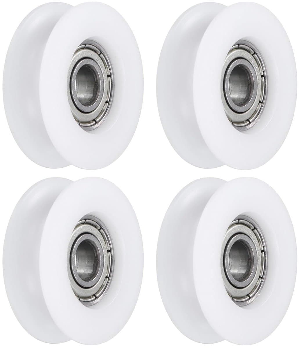 4 stuks POM Katrol met kogellagers U-vormig 6 x 27 x 9 mm U-vormig groefwiel (GCr15) lagers van verchroomd staal, wit