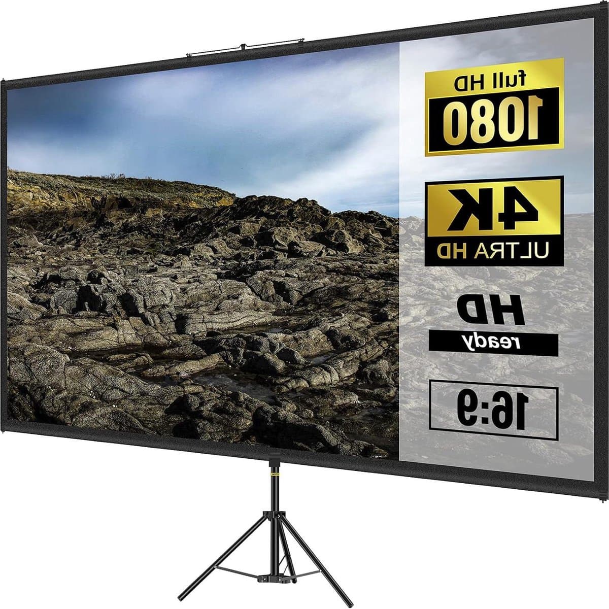 Projectiescherm Statief - Mobiel Scherm - Thuisbioscoop Creëren - Kreukvrij Polyester - 110 Inch 16:9 - Wit