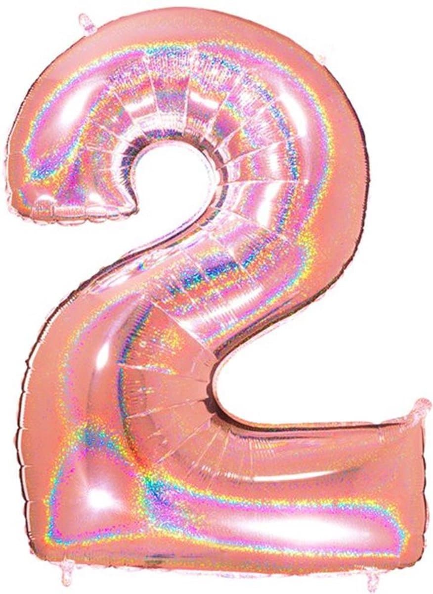 Folieballon Cijfer 2 Glitter Rose Gold (102cm)