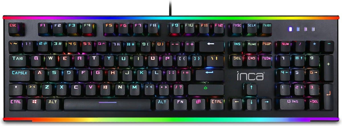 BasicTeQ: INCA IKG-451 Professional Mechanisch gaming Toetsenbord USB Zwart-RGB-LED. QWERTY NL. Brown Switch. 3jaar garantie.